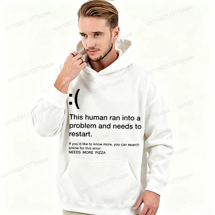 Blue Screen of Death Men Hoodies Needs More Pizza Geek Programmer Graphic Tracksuits Man Sportwear Geek Sweatshirts Tops Gifts