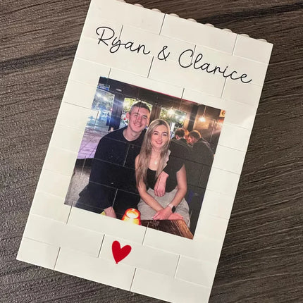 Custom Mummy & Me Brick Photo Block, Personalized Building Block Gift for Mum, Mom, or Her, White Puzzle Frame for Any Occasion