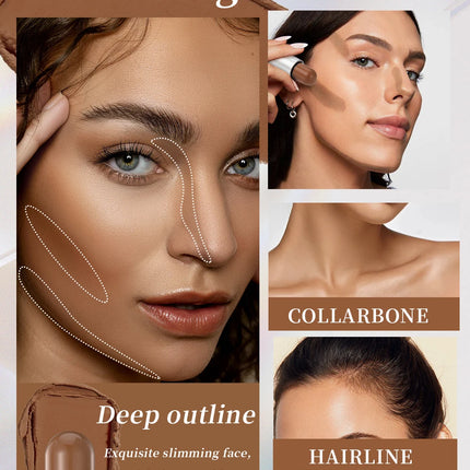 QIBEST Highlighting&Bronzer Stick Face Brightening Blusher Rouge Concealer Pen Long Lasting Highlight Contouring Blush Makeup