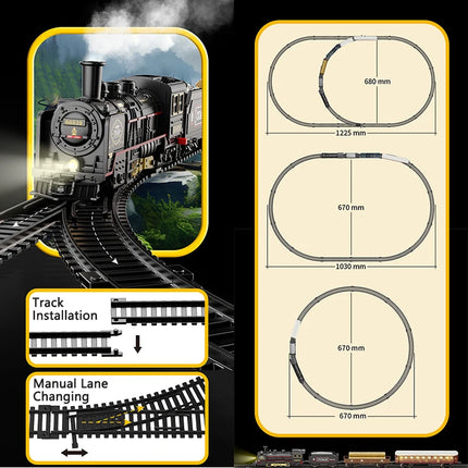 Kids Retro Electric Steam Train Rail Toys Classical Railway Freight Train High-Speed Tracks Train Model Boys Toys Christmas Gift