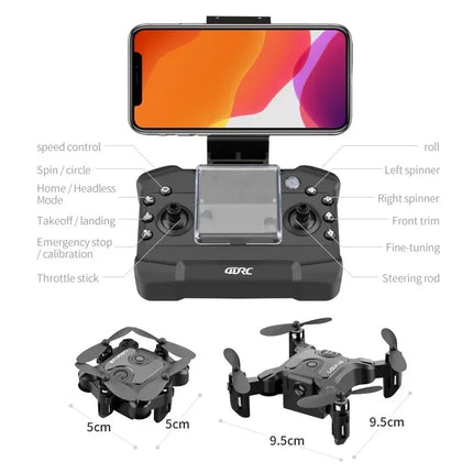 Mini Drone V2 Folding Quadcopter Aerial 4K 1080P HD Camera WiFi FPV Air Pressure Altitude Hold RC Remote Helicopter Kid Toy GIft