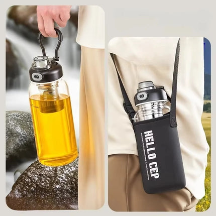 Large Capacity Glass Water Bottles With Tea Strainer Travel Portable Tea Infuser Bottle For Sport Camping Drinkware Gift For Man