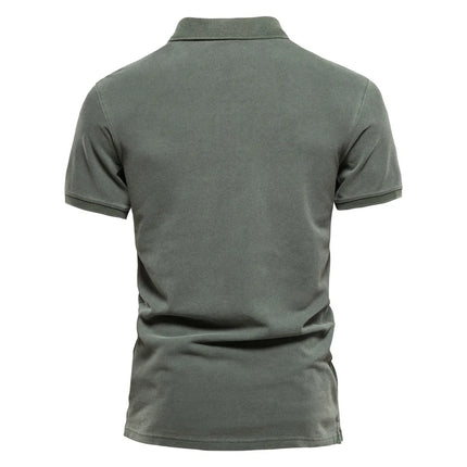 New summer style men's POLO shirts—100% cotton, solid color, sporty lapel design, fashionable casual short-sleeved T-shirts.
