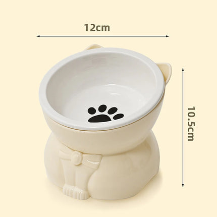 Ceramic Cat Bowl Slanted Mouth Dog Food Feeding Basin Non-slip Pet High Foot Protection Cervical Spine Pet Drink Water Bowl