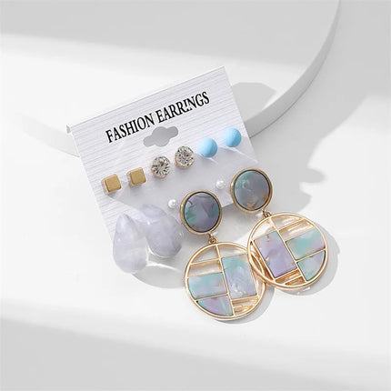 Green Butterfly Heart Dangle Earring Set for Girls Acrylic Gold Color Pearl Set Ear Rings 2023 New Fashion Jewelry Gifts