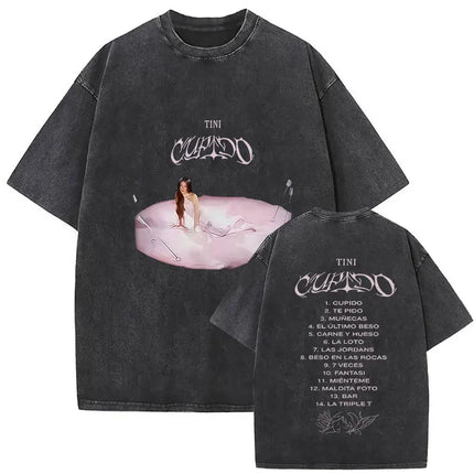 Singer Tini Stoessel Futtura Album 2025 Graphic T Shirts Men Women Fashion Casual Washed Vintage T-shirt Fans Gift Streetwear