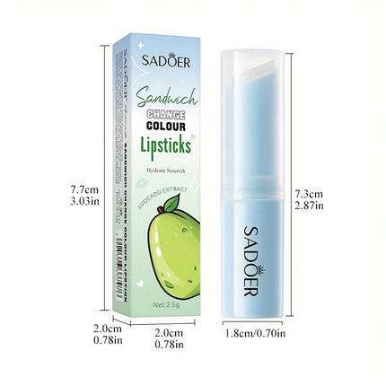 Avocado-Filled Temperature-Changing Moisturizing Lip Balm, Hydrating and Moisturizing Temperature-Changing Color Lip Balm 2.5g