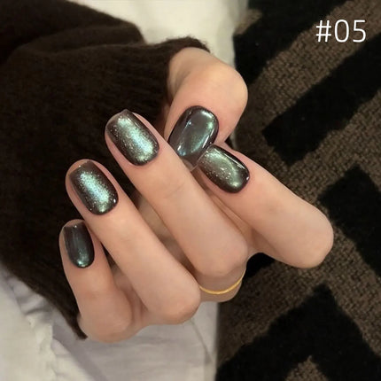 MN 10ml 1-12pcs 2025 Autumn Blue Brown Cat Eye Gel Nail Polish Popular Flash Chocolate Glass Beads Nails Black Nails Christmas