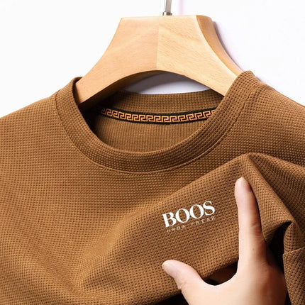 Embroidered New Summer Comfortable Round Neck Short Sleeved T-shirt, Men's Casual and Fashionable Short Sleeved Top