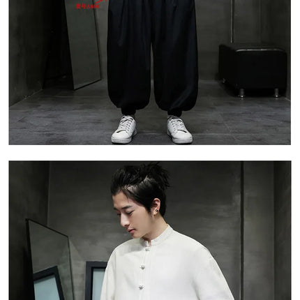 Men Long Sleeve Casual Shirt New Arrival 2026 Spring Chinese Style Vintage Mandarin Collar Loose Male KungFu Tops Shirts N056