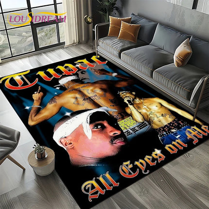 Rapper Eminem Tupac 2pac Hip-Hop Rap God Carpet Rug for Living Room Bedroom Home Sofa Decoration, Area Rug Non-slip Floor Mat
