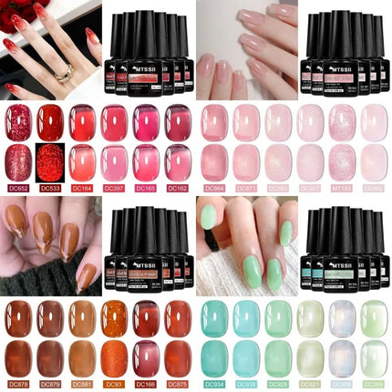 6pcs Jelly Gel Nail Polish Set All-Season Nails DIY Nail Art UV/LED Painting Varnish Gel Manicure Kit Long Lasting Nail Supplies