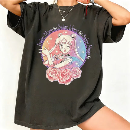 Sailor Moon Retro 90s Anime Graphic T Shirt Summer Cotton Men Women Tee Streetwear Casual Trend Short Sleeve Couple Hip Hop Top