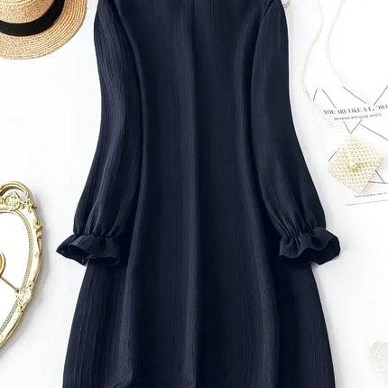 Women Plus Size 1XL-5XL Fashion Solid Color Button Front Shirt Dress Ladies Casual Long Sleeve Notched Neck Elegant Dress