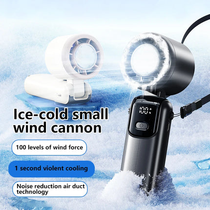 Lenovo Foldable/Hangable USB Desk Fan Ice Cooling Handheld Fan 100 Speeds Turbo Portable for Outdoor Fast Chill Ice Compress New