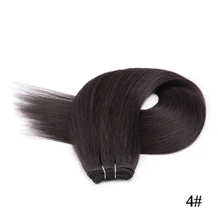Synthetic Long Straight Hair Bundles Extensions Smooth Ombre Brown Hair Weaving Synthetic Straight Hair Bundles Full to End
