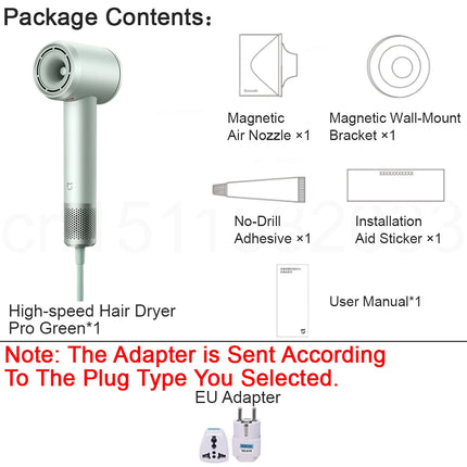 MIJIA High‑Speed Hair Dryer Pro,8 Airflow Modes,50 °C Constant Temp,110k RPM,70 m/s Air,200M Ions,CN Version With Adapter