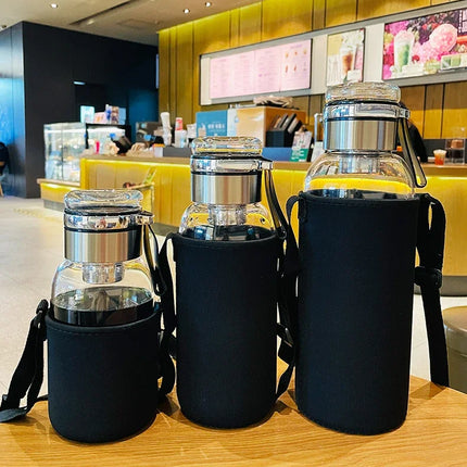 Large Capacity Glass Water Bottle Transparent Milk Juice Cup  for Tour Outdoor Sports and Travel Leak Glass Bottle