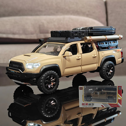 1:32 Toyota Tacoma TRO Off Road Pickup Alloy Diecast Model Computer Desktop Decoration With Sound Light Beautiful Christmas Gift