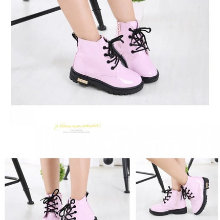 Children Ankle Shoes PU Leather Waterproof Tide Kids Rubber Boots Girls Boys Fashion Boots Anti-Slippery Spring Autumn 2024