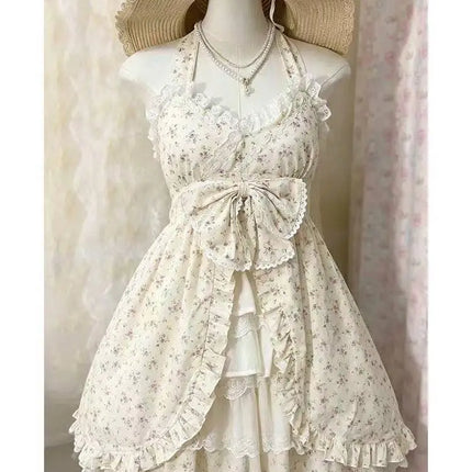 Gothic Retro Sweet Bud Mini Dress Women Harajuku Y2k Strap Dress Y2K Aesthetic Club Party Fashion Outfits