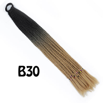 Synthetic Gradient Color Dirty Braided Ponytail Extensions With Elastic Band 24" Rainbow Braid Pony Tail Hairpiece For Girl
