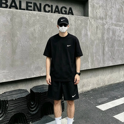 Nike Sportswear Dri-FIT Logo Crew Neck Short Sleeve T-Shirt & Football Shorts Casual Sportswear Set BV0508-010BV6855-010