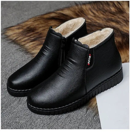 Thickened Warm Cotton Shoes for Middle-Aged And Elderly Women Winter Mom Shoes Fleece-Lined Anti-Slip Flat Bottom Soft Bottom...
