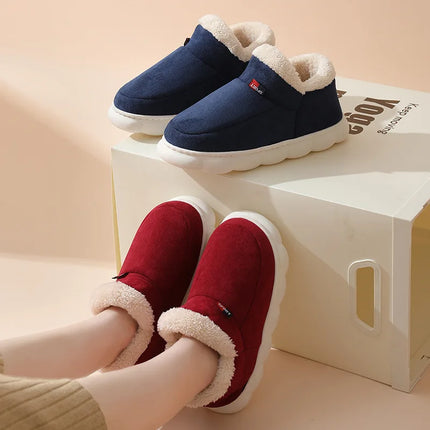 Bebealy New Winter Men Slippers Warm Cotton Shoes Men Indoor Fluffy Fuzzy Men Boots Outdoor Nonslip House Ankle Boots Shoes Men