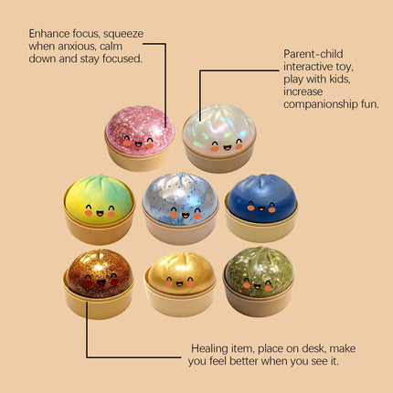Dumpling Squishy 1pcs Glitter Steamed Bun Pinch Music Simulation Steam Buns Shape Cute And Fun Relieve Stress Squish Dumplings