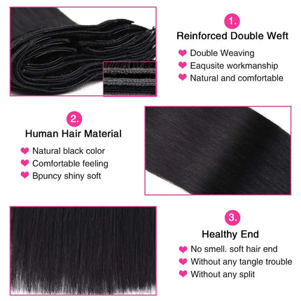 Straight Clip In Extensions Human Hair Brazilian Clip In Natural Black Color Clip Ins Remy Hair For Women Clip in Extension 120G