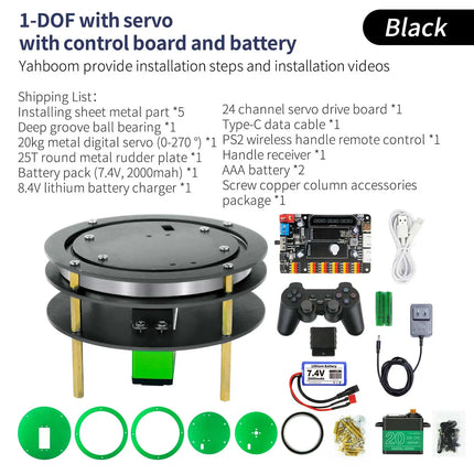 Yahboom 2DOF Electric Platform Aluminium Alloy with 20KG/25KG Metal Servo Industrial Gradedeep Groove Ball Bearing for Robot Car