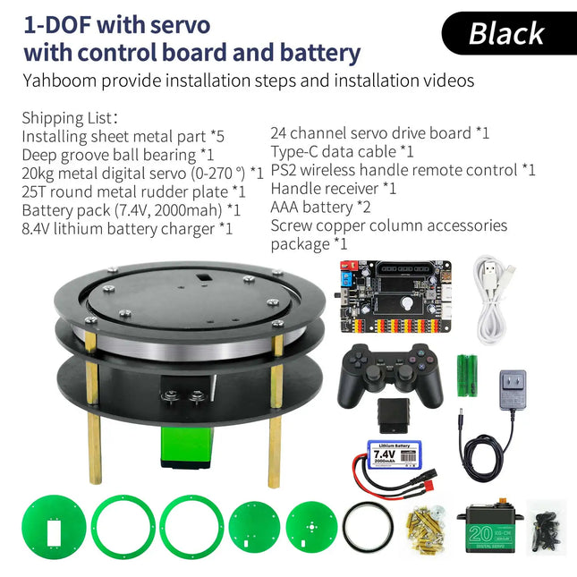 Yahboom 2DOF Electric Platform Aluminium Alloy with 20KG/25KG Metal Servo Industrial Gradedeep Groove Ball Bearing for Robot Car