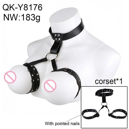 LICKER Chest Harness Belt PU Leather And Webbing Bra Erotic Corset Breast Pleasure Chest Binder Breast Bondage Female Sex Toys