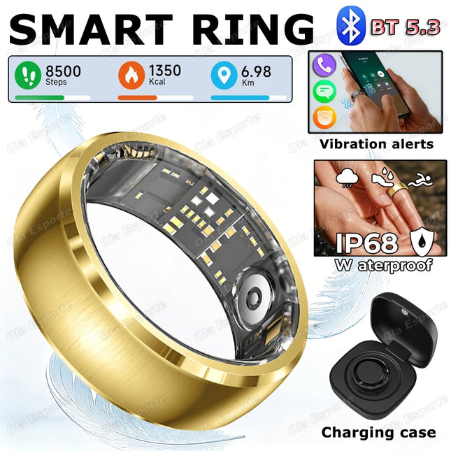 2026 Stainless Steel Smart Ring2026 Information Vibration Reminder Hand Gestures Control Heart Rate Health Monitoring Smartring