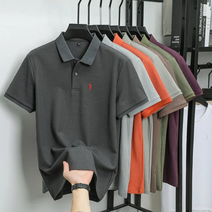 100% pure cotton new high-end brand men's short-sleeved polo shirt summer fashion hot selling pony embroidery golf top T-shirt