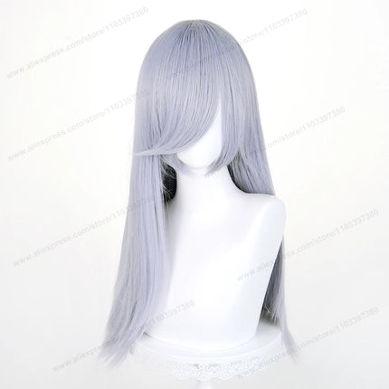 60cm Long Straight Cosplay Synthetic Wig With Bangs Golden Yellow Green Blonde Purple Heat Resistant Hair Anime Wigs + Wig Cap