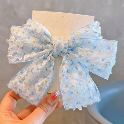 New Floral Print Bow Baby Hair Clips Korean Big Bowknot Sweet Girl Hairpins Princess Barrettes Kids Hair Accessories Photo Props