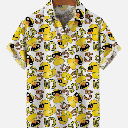 Unisex Men's Cosplay Shirts 3D Prints Splicing Cartoon Cute Duck Printing Short Sleeve Shirt Fashion Hawaiian Shirts For Men