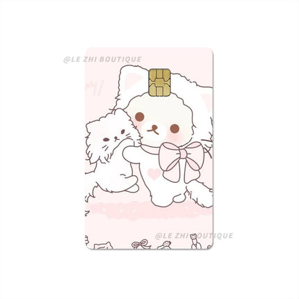 Japan Anime Cute Cartoon Bear Credit Debit Card Sticker Kawaii Bus Pass Diy Waterproof Small Chip Film Sticker Decoration