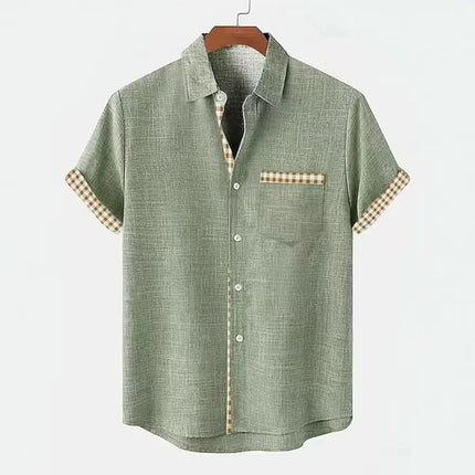 Men's High-Quality Linen Short-Sleeved Shirt Hawaii 3D Printed Collar Vacation Casual Style Loose Breathable Fit