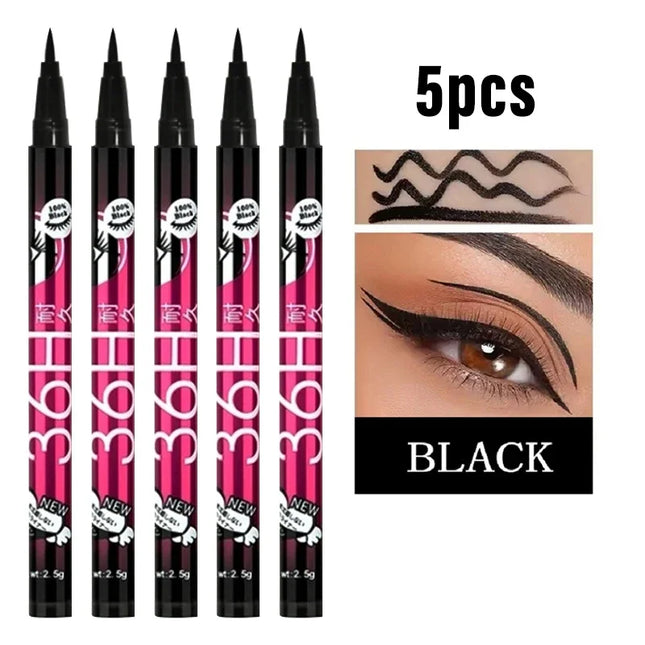 1/2/5pcs Waterproof & Sweat-Proof Black Eyeliner Pencil Long-lasting and Non-smudged Eyeliner Liquid Pen for Bold Eye Makeup
