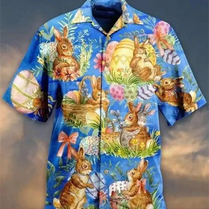 2024 New Animal Crane Pig 3D Printed Men's Hawaiian Shirt Casual Trend Tops Beach Summer Vacation Men And Women 6XL