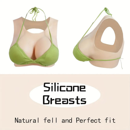 Dokierr Summer Wear Hollow Back  Fake Chest Breast Plate Silicone Breast Forms FoFalse Chest Fake Silicone Boobs For Transgender
