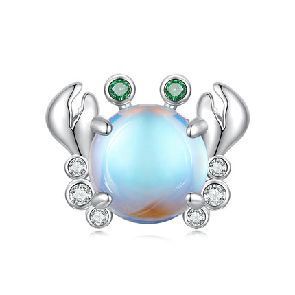 BAMOER 925 Sterling Silver Dreamy Ocean Series Dazzling Crab Beads Seahorse Pendant Charms for Women Bracelet and Necklace DIY