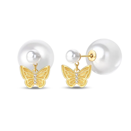 925 Sterling Silver Gold Pearl Hoop Earrings Pave Large Circular Shape Earring Gift for Women Jewelry Anniversary Wedding