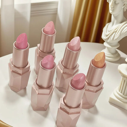 Pearlescent Pink Glitter Velvet Lipstick Metallic Diamond Lipsticks Waterproof Lasting Shimmer Lips Gloss Women Makeup Cosmetic