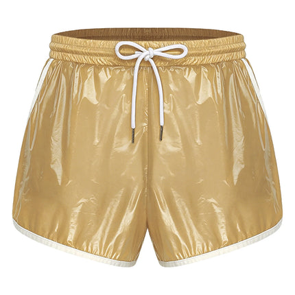 Mens Swimsuit Drawstring Seams Swim Shorts with Pockets Waterpoof Swimming Trunks Shorts Elastic Waistband Swimming Bathing Suit