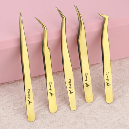 Christmas Eyelash Extension Tweezers-Precision Tweezers for 2D-6D Volume & Individual False Lashes Extensions-Golden Tweezers