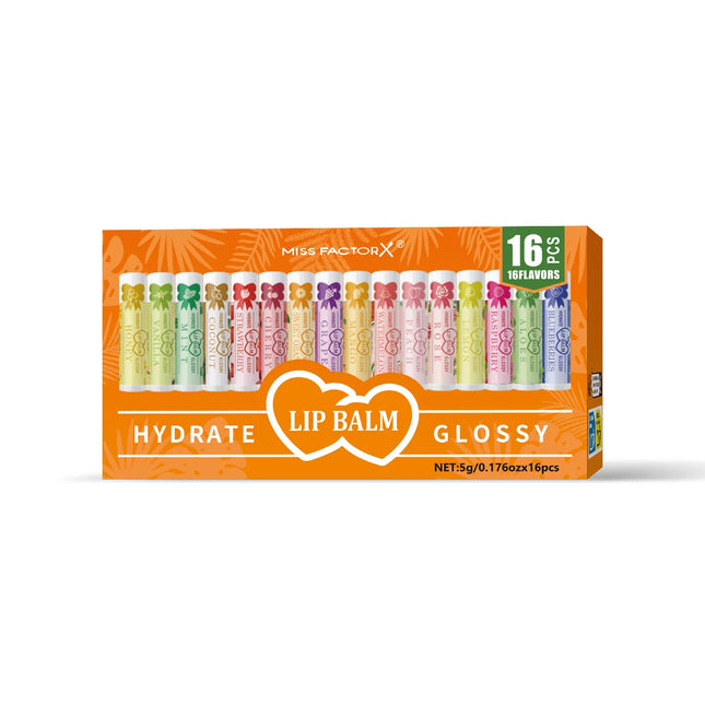 16-piece fruit-flavored lipstick set - long-lasting, moisturizing, suitable for all skin types, colored lip care